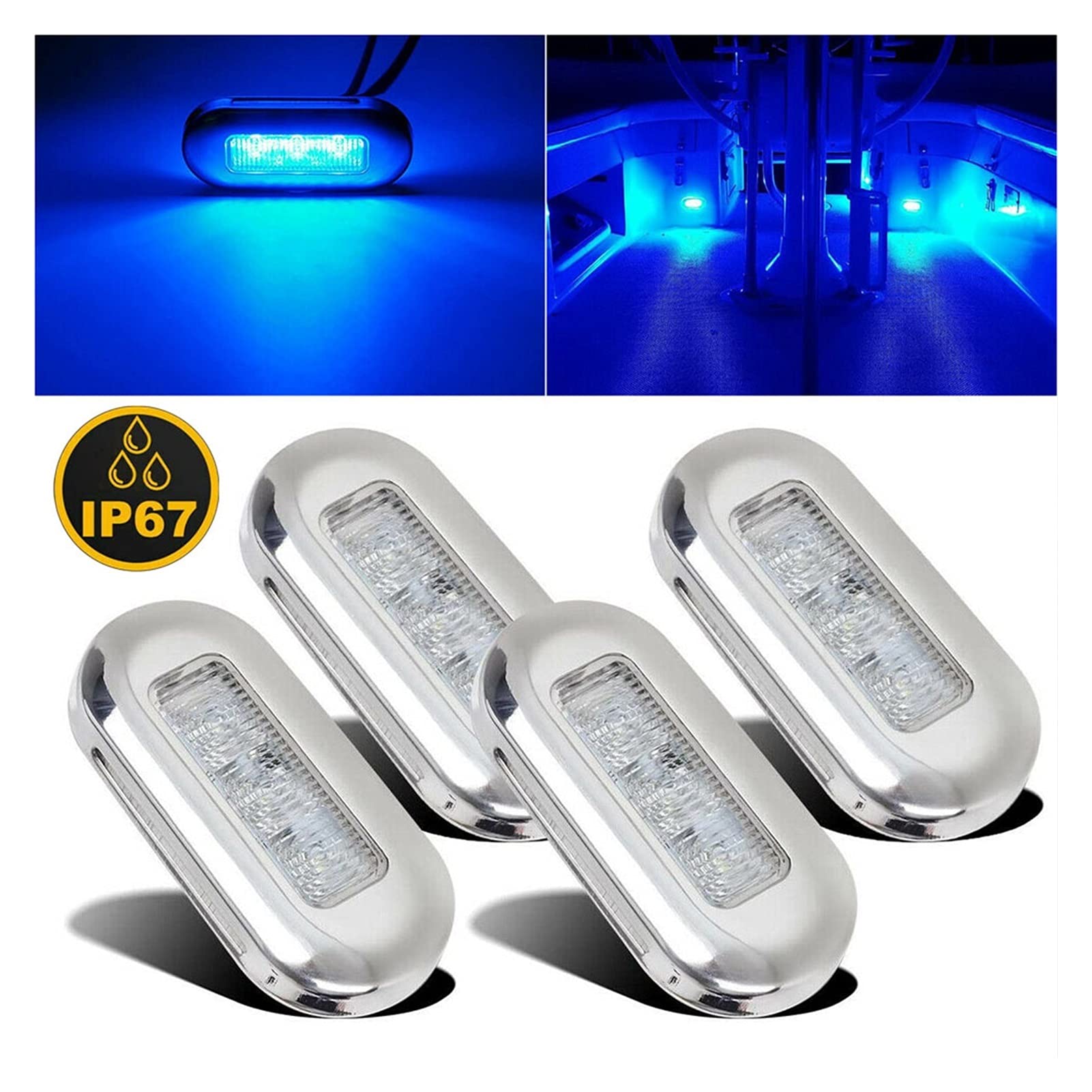 4 pz impermeabile 12V blu LED Light Yacht Marine Boat Bancella for cabina Per la navigazione e la pesca