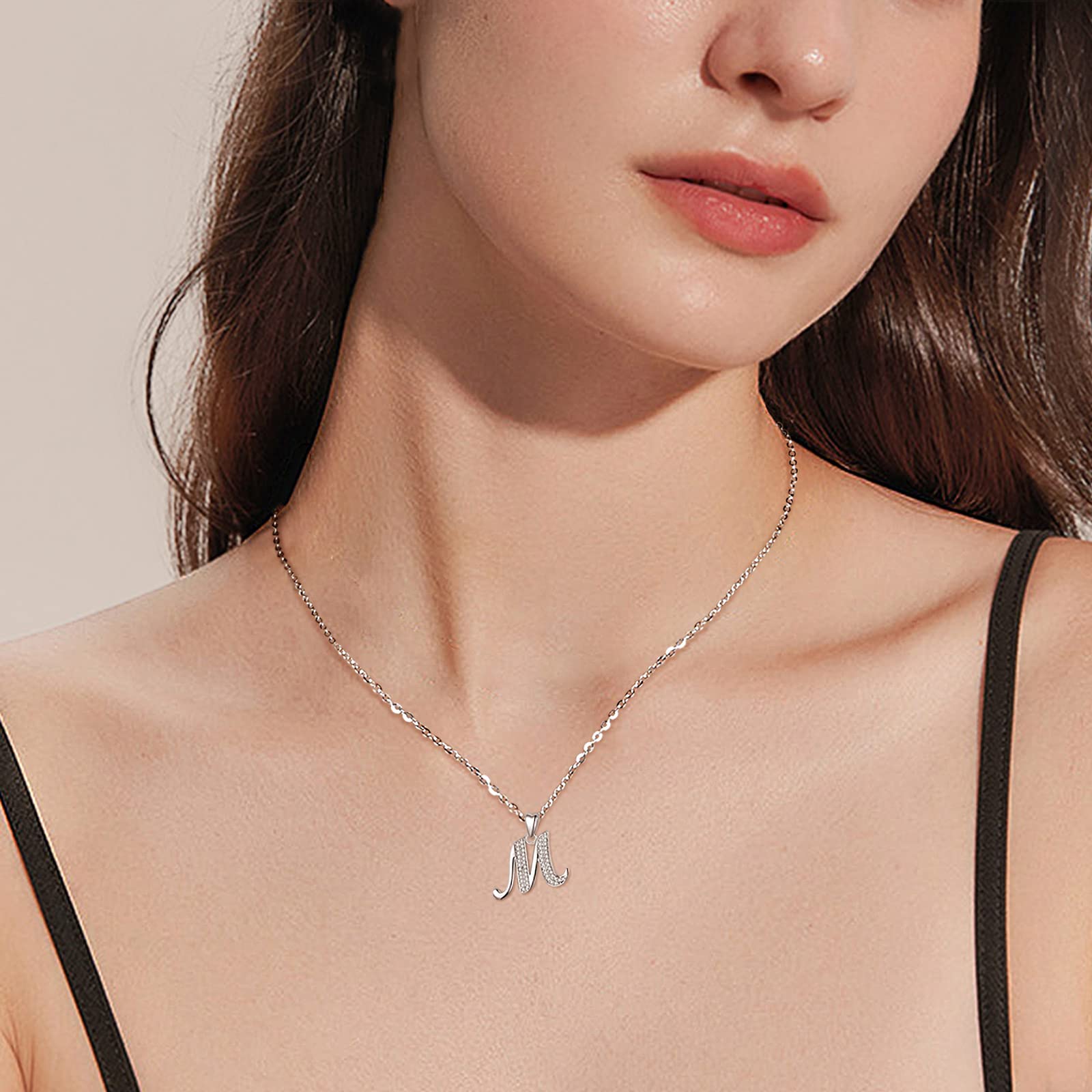 AEONSLOVE Collana Con Iniziale Lettera Collana Donna Argento 925 Personalizzata Festa Della Mamma Regalo Ragazza Bambina Nonna