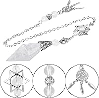 Vista 5 de Rockcloud Péndulo de piedra de cristal natural de roca curativa Reiki de 12 facetas con dije hexagonal de atrapasueños Wicca para equilibrar