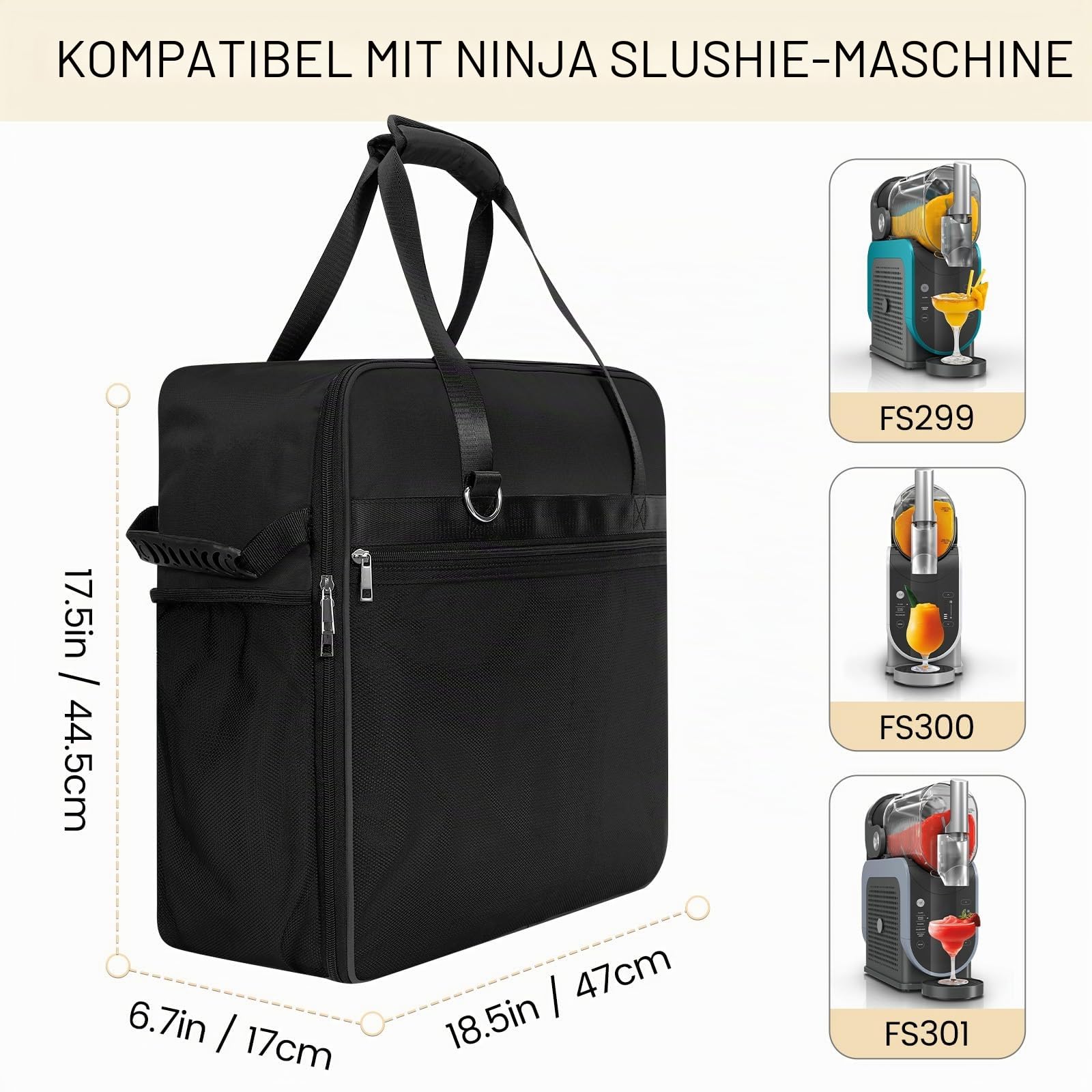 Tragbare Tragetasche für Ninja Slushi Maschine FS300/FS301 - Staubdichte Abdeckung Slushie Maschine Zubehör, Reisetasche (Seitenöffnung, Schwarz)