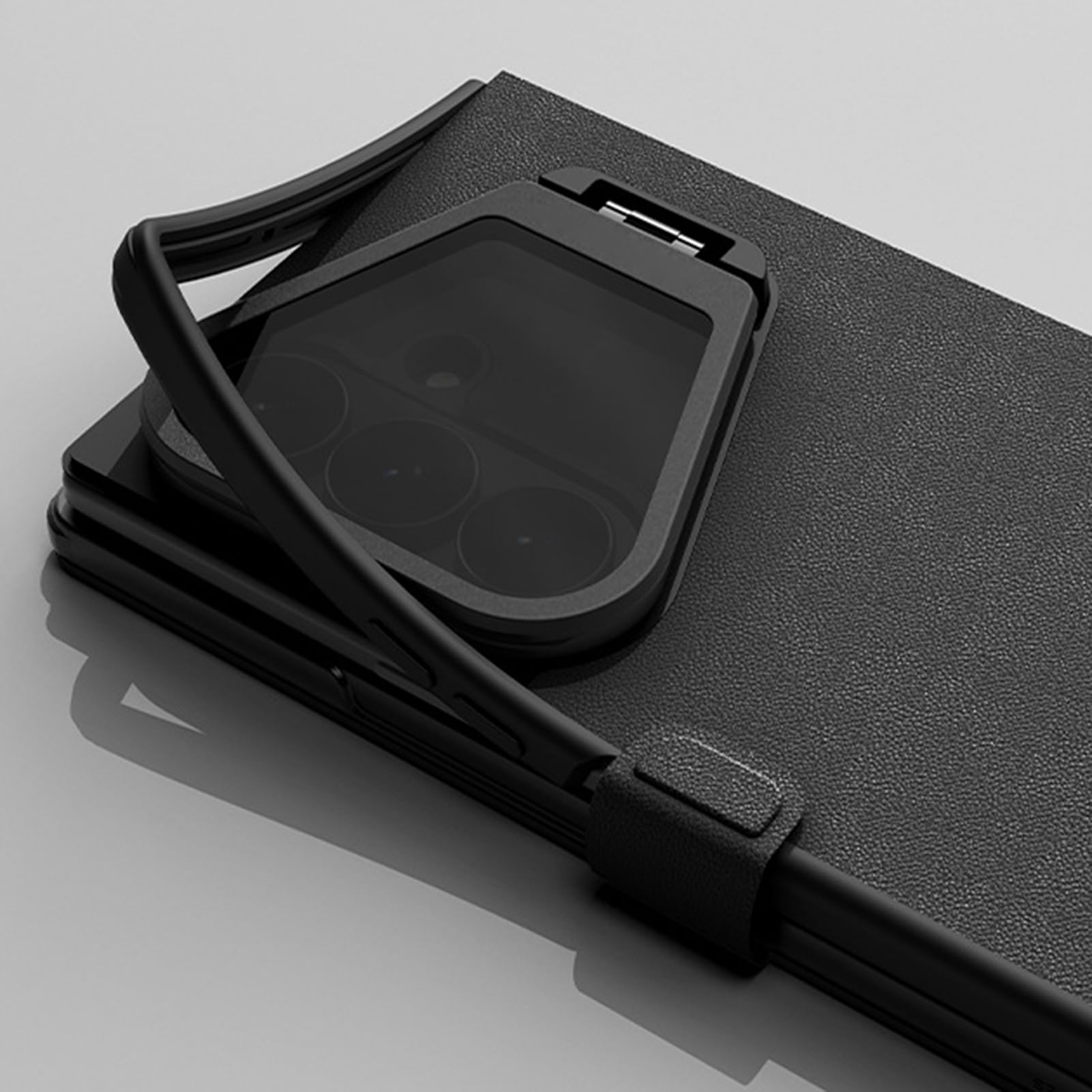 Custodia magnetica compatibile con Samsung Galaxy Z Fold 8 Ultra, in pelle Business Wallet Nero