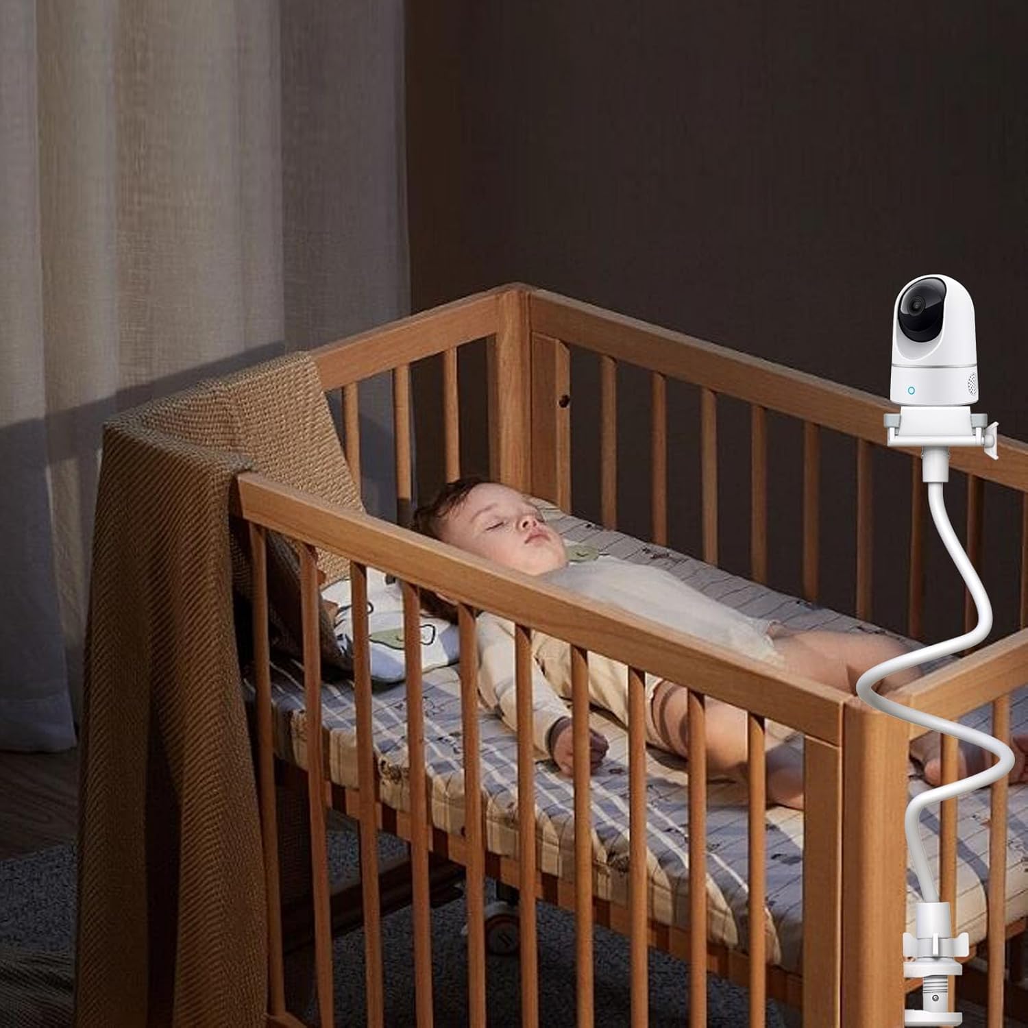 Flexible Baby Monitor Stand Mount Holder Compatible with eufy Security E30 / E220 / C220 / E21/ E110 / C2110 / T8417/ T8354/ T8300 Cameras Adjustable Baby Cameras Stand Clip Clamp Mount