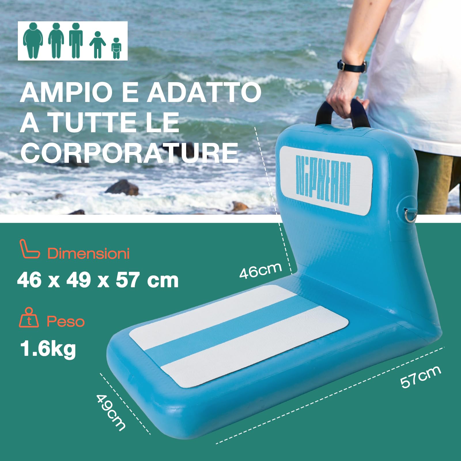 Niphean Sedile SUP Gonfiabile con Supporto Posteriore, Sedile per Sup Robusto per Tavole Gonfiabili, Canoa, Barca, Kayak, Adulti e Bambini, Non Sono Necessarie Cinghie, Semplice Confortevole