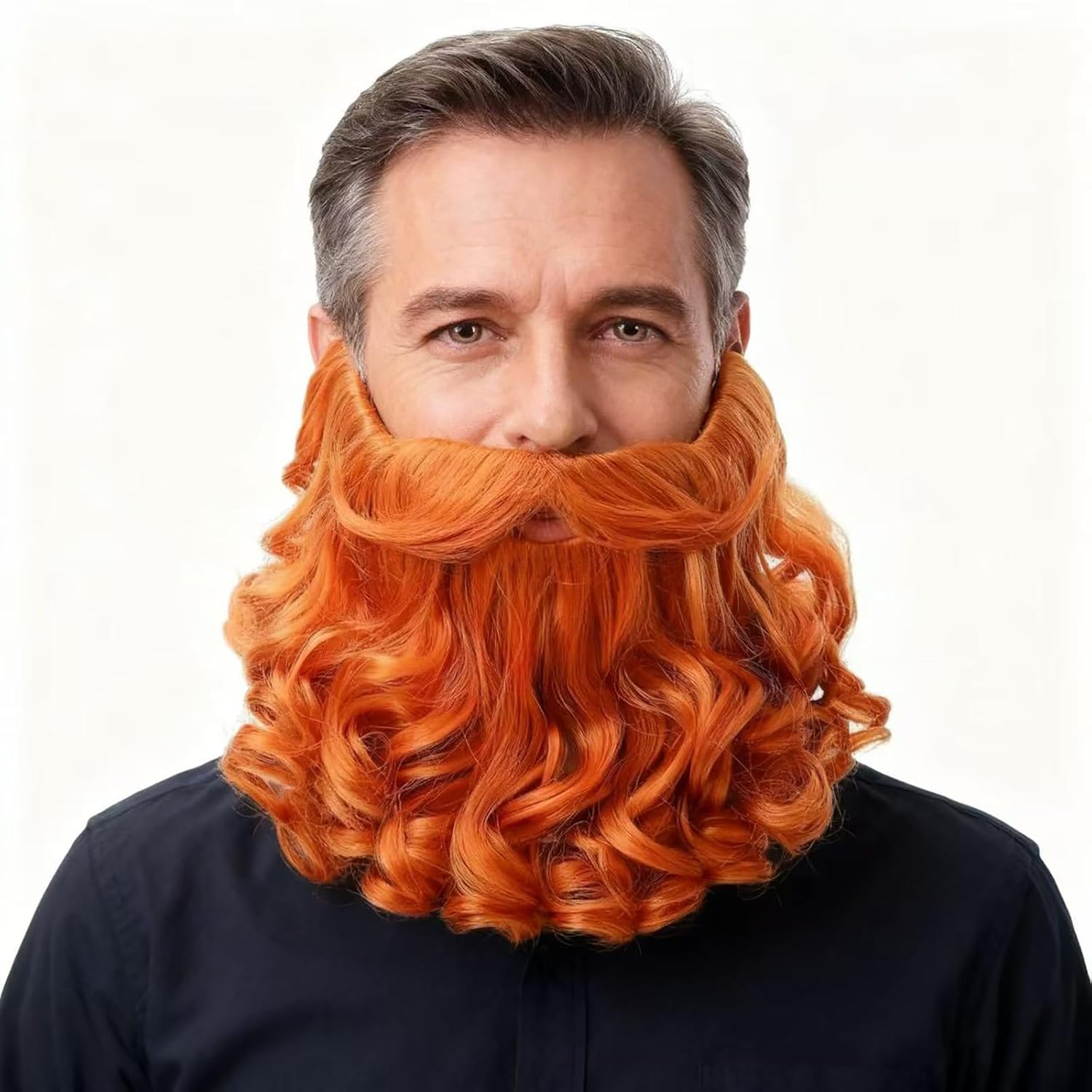 Men’s Dress Up Fun Facial Hair Fake Beard with Elastic Band - Costume Beard and Mustache for Halloween Cosplay Party (Ginger)