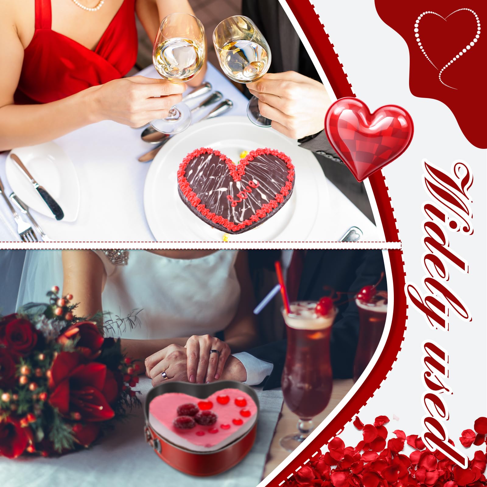 Tioncy Molde desmontable en forma de corazón grande de 9 pulgadas antiadherente para tartas de queso para fiesta de Navidad, fiesta de compromiso y horneado de boda (rojo)