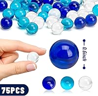 Vista 2 de FUTUREPLUSX 75 piezas de canicas azules a granel, para juegos de carreras de canicas para niños, guijarros de relleno para acuario