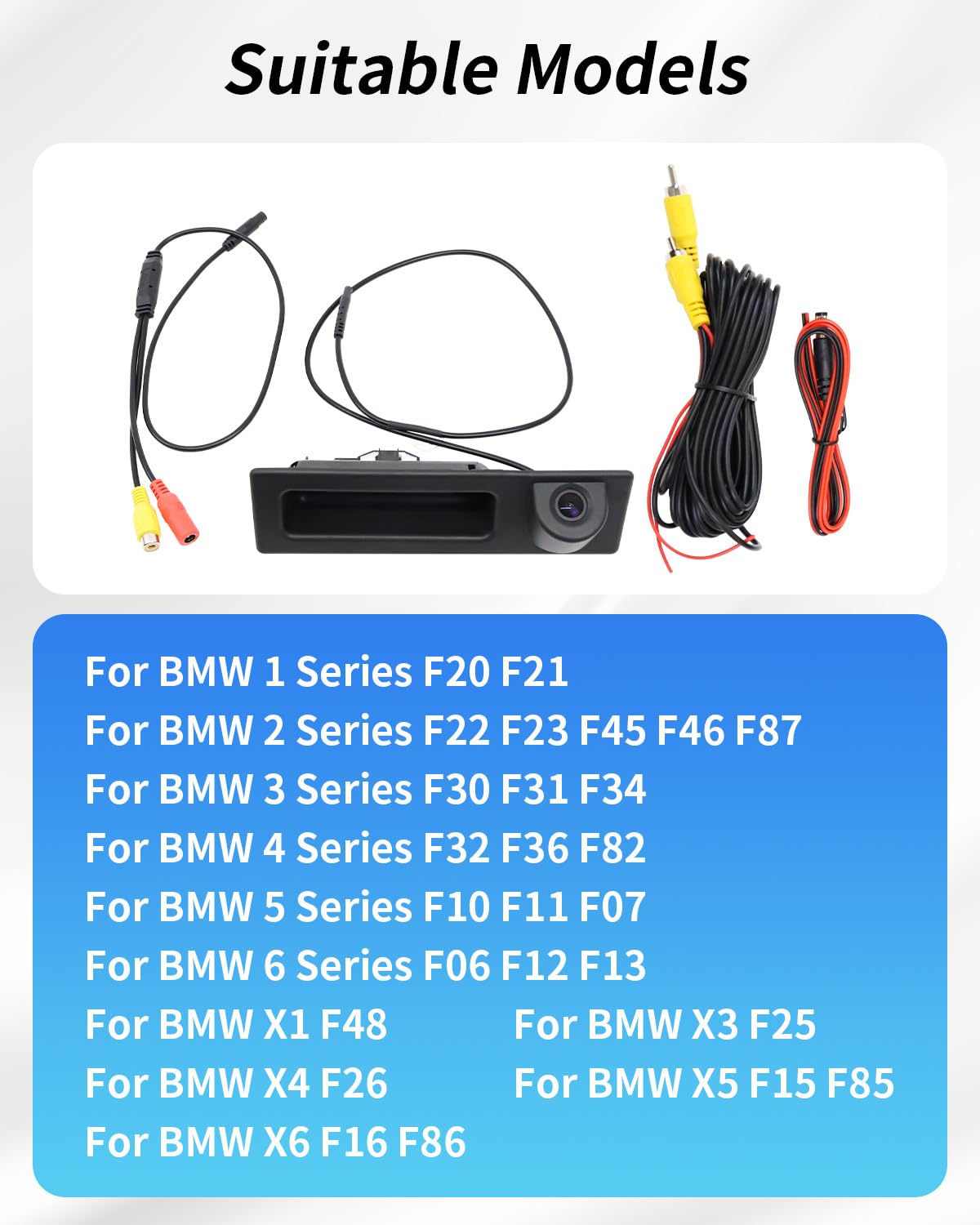 Maniglia del Bagagliaio dell'Interruttore della Porta Posteriore per BMW Serie 2 3 4 5 X3 M3 M4 F10 F30 F25 F22 F15 F32 F36 (Con Fotocamera), Nero