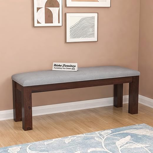 NISHA FURNITURE Solid Sheesham Bench - Walnut Finish