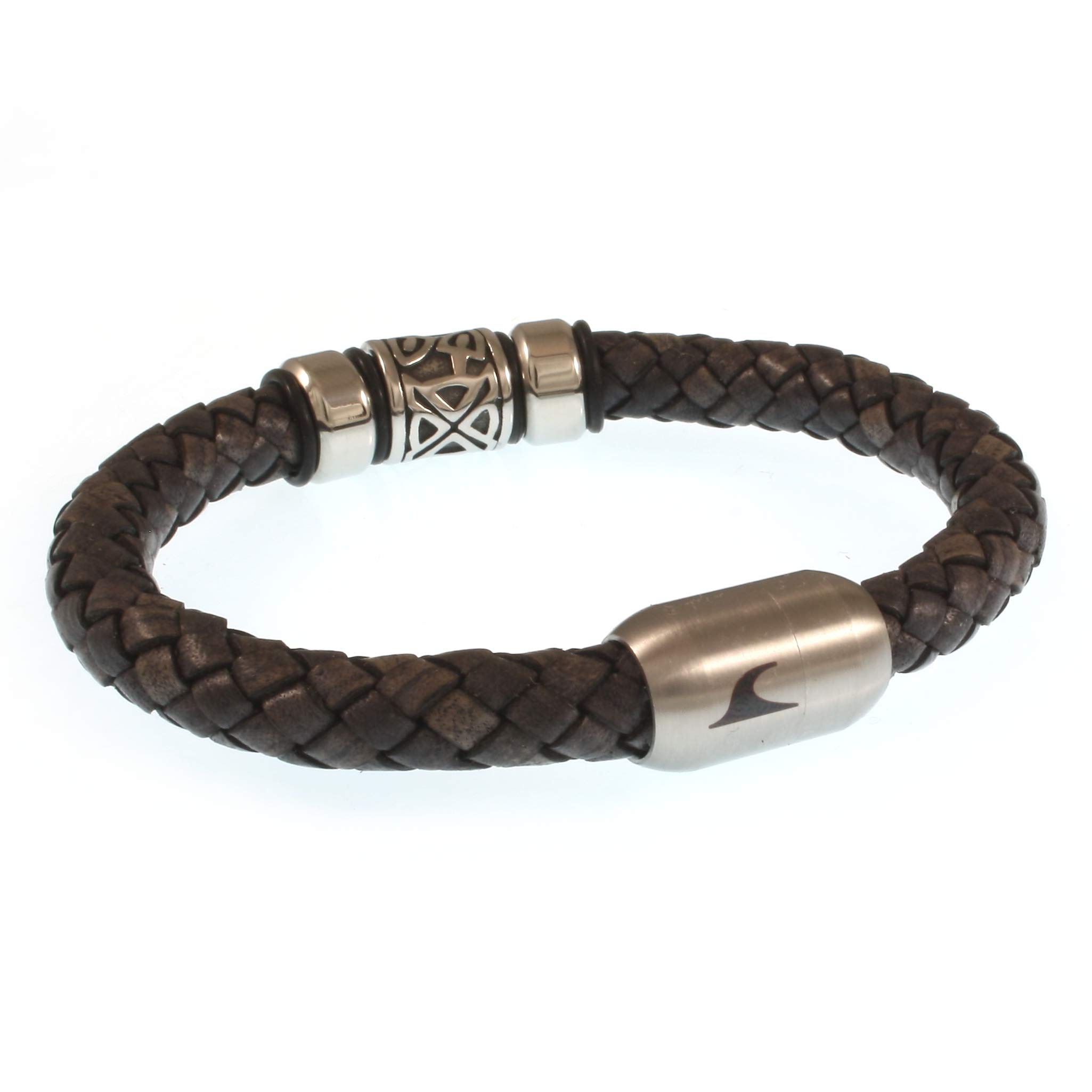 Leder-Armband FUERTE SHINE Grau Surfer Damen Herren