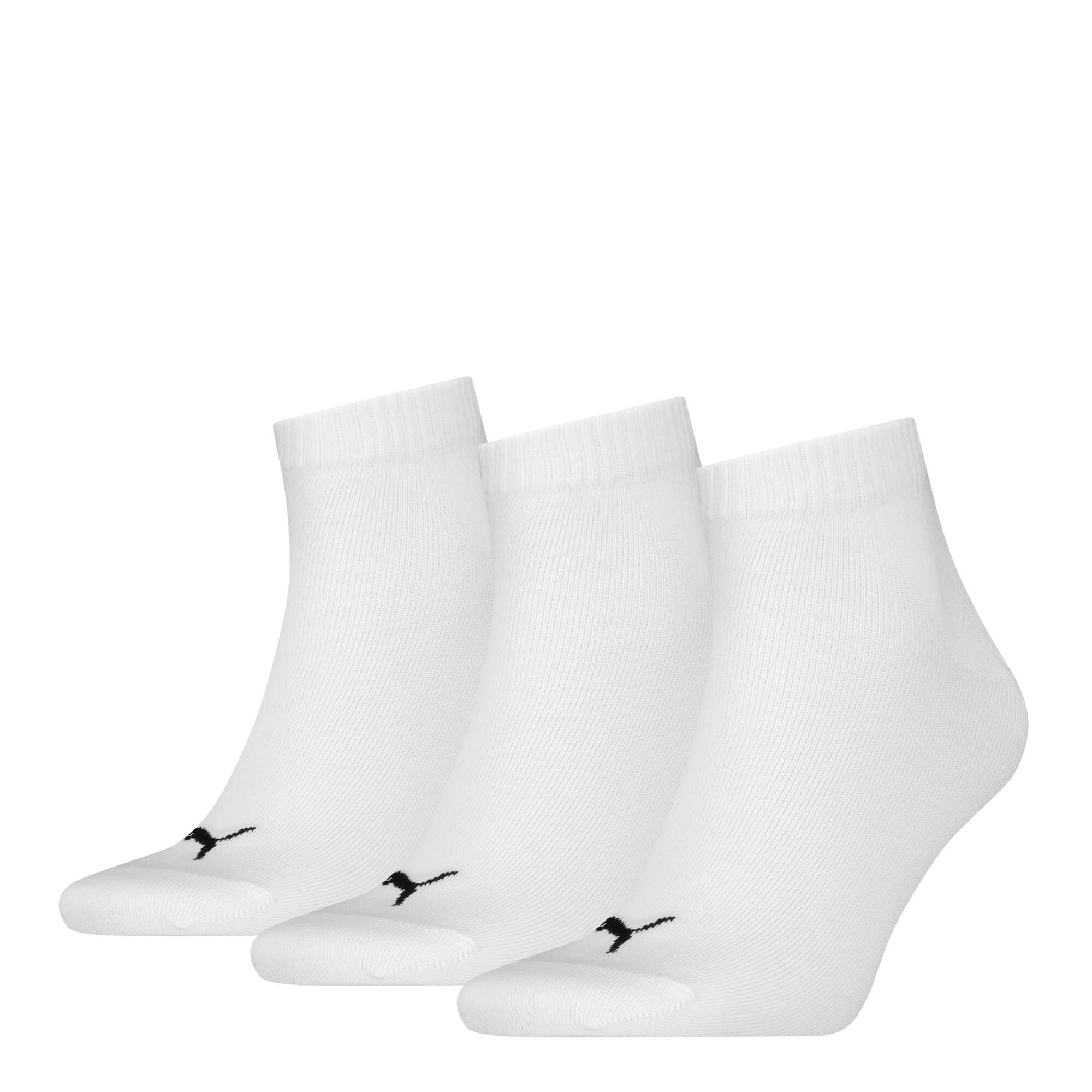 PUMA Sports Ankle Trainer Socks Unisex Quarters (3 Pair Packs) Everyday Comfort - White UK 2.5-5