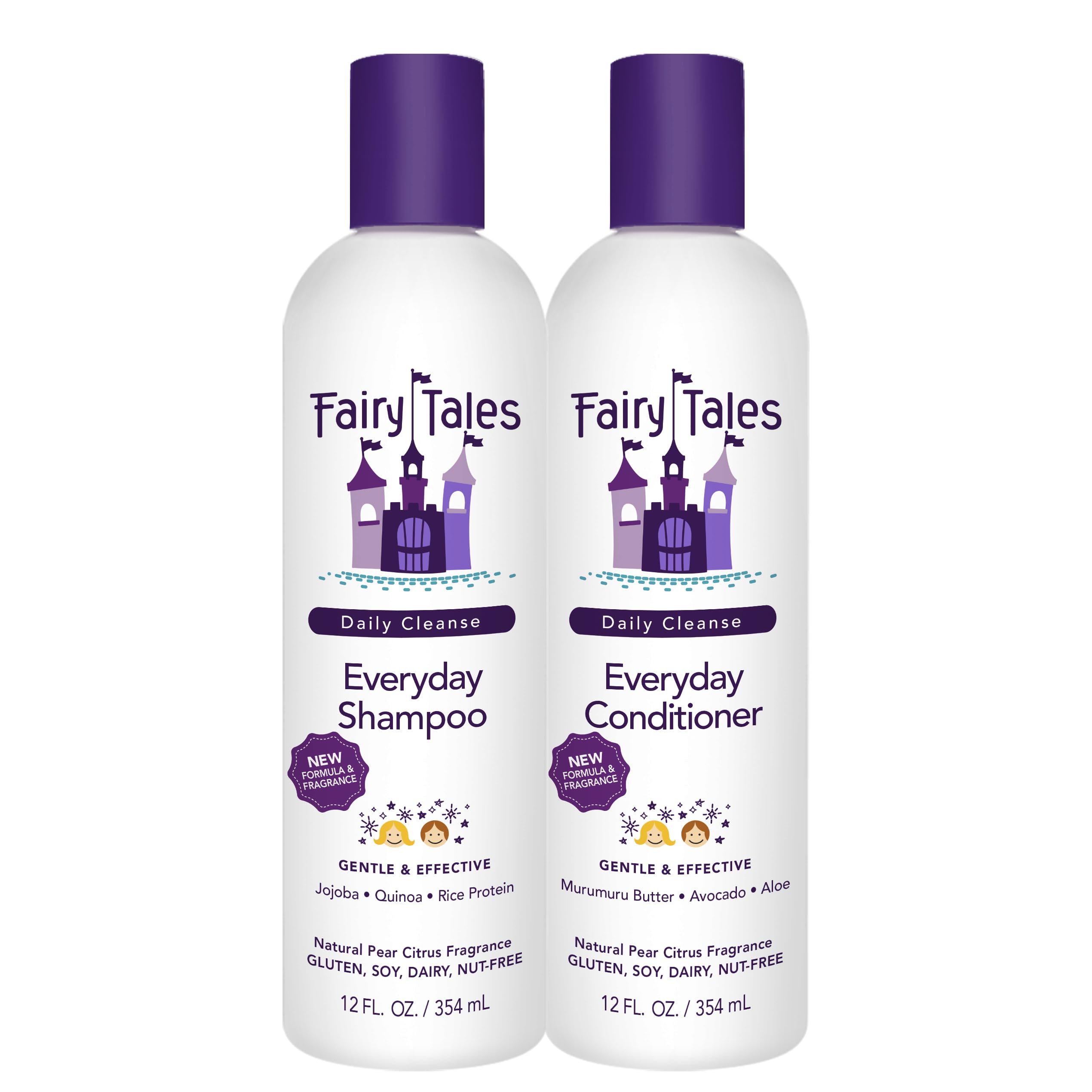 Daily Cleanse Kids Shampoo and Conditioner | Sulfate Free and Dye Free for Girls and Boys | Natural Ingredients for Kids Skin, Tangle-Free Hair | Moisturizing Clean Shampoo Set
