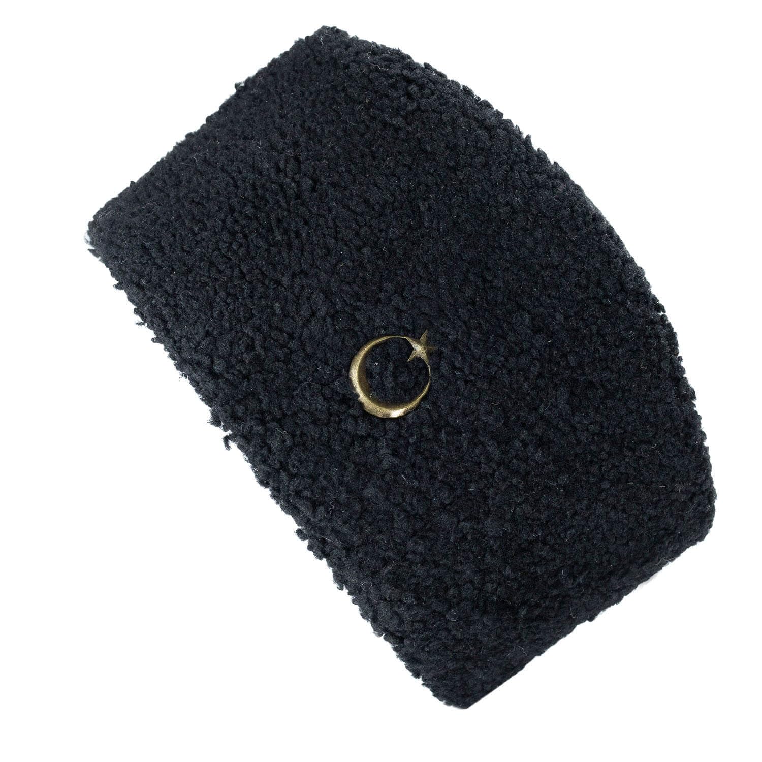 Atatürk Hat - Peau de mouton noire - Chapeau d'hiver - Chapeau en cuir fait main - Kalpak Anatolien - Crescent et étoile turques - Idée cadeau unique, Noir , XS