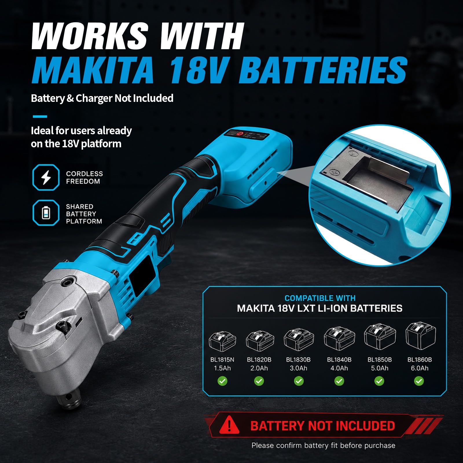 Cricchetto a Batteria da 1/2" Compatibile con Batteria Makita 18V - Chiave a Cricchetto 280Nm, Max 1500 Giri/Min, Avvitatore a Cricchetto Senza Fili con 5 Chiavi a Bussola per Riparazione Auto e