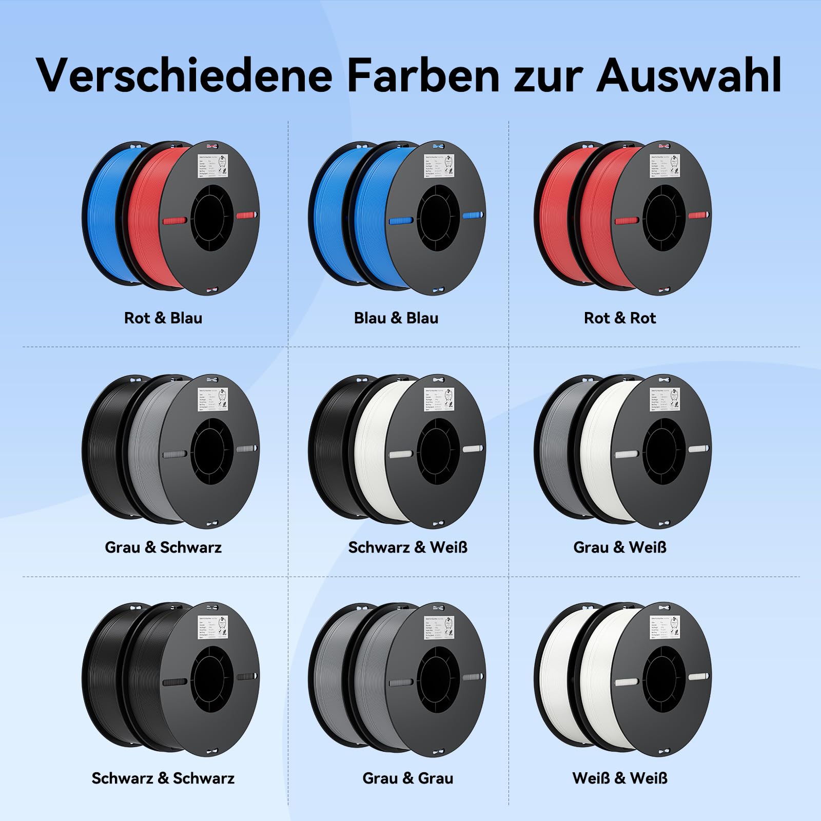 Creality Ender PLA Filament 1,75mm, Schwarz & Weiß, 2er-Pack 1kg Spulen, Maßgenauigkeit ±0,03mm, PLA Filament für 3D-Drucker, kompatibel mit FFF Druckern, hohe Druckqualität