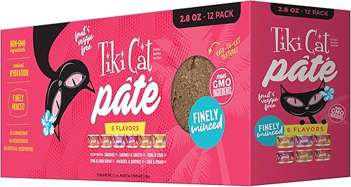 Tiki Cat Grill - Paquete variado de patés para gatos, combinaciones de pescado en hojuelas real, comida húmeda para gatos con alto contenido de