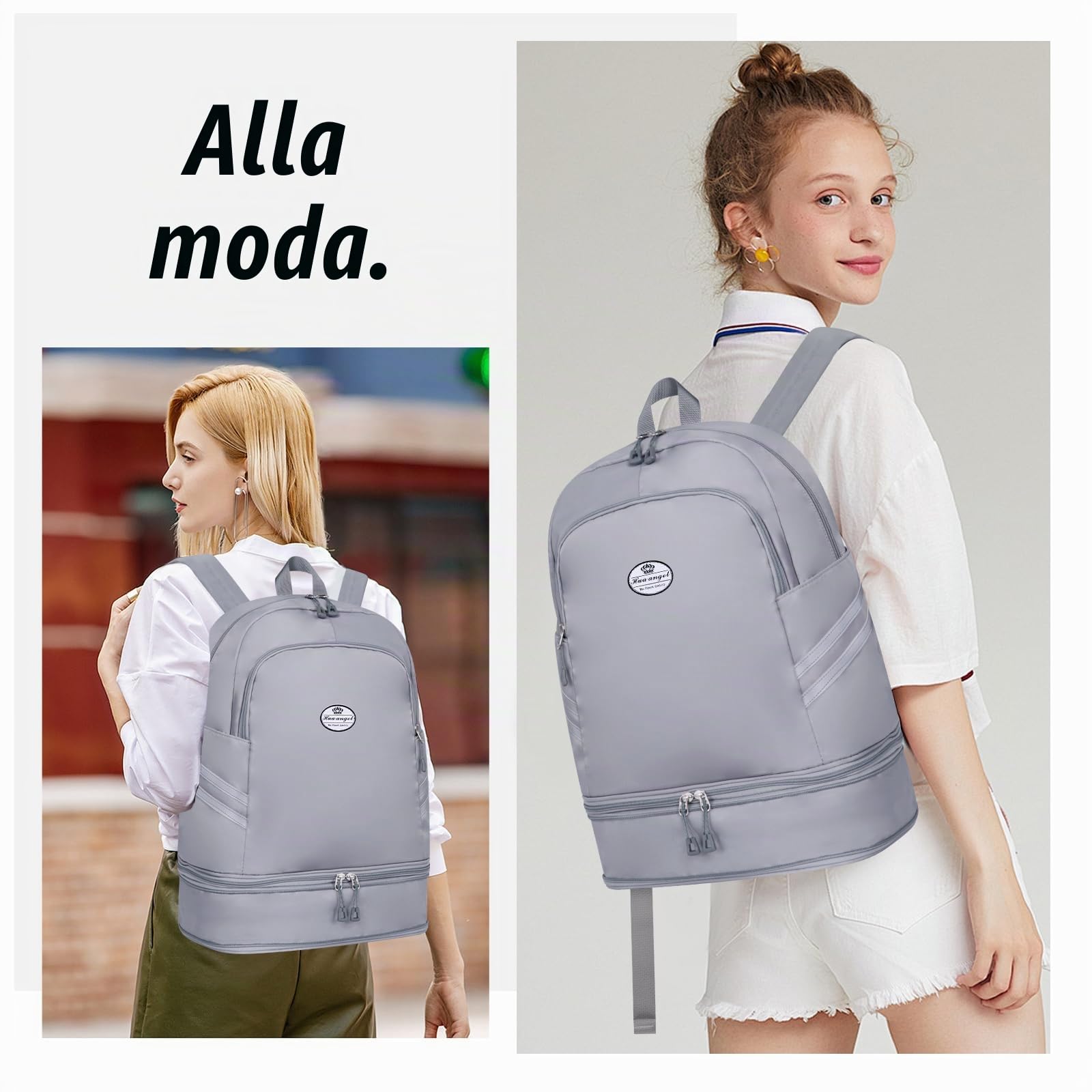 HUA ANGEL Zaino Impermeabile All'aperto On Scomparto Per Scarpe Zaino Da Viaggio Pieghevole 36-55l Scalabile Leggero Antifurto Zaino Sportivo Unisex per Palestra Nuoto Affari viaggi