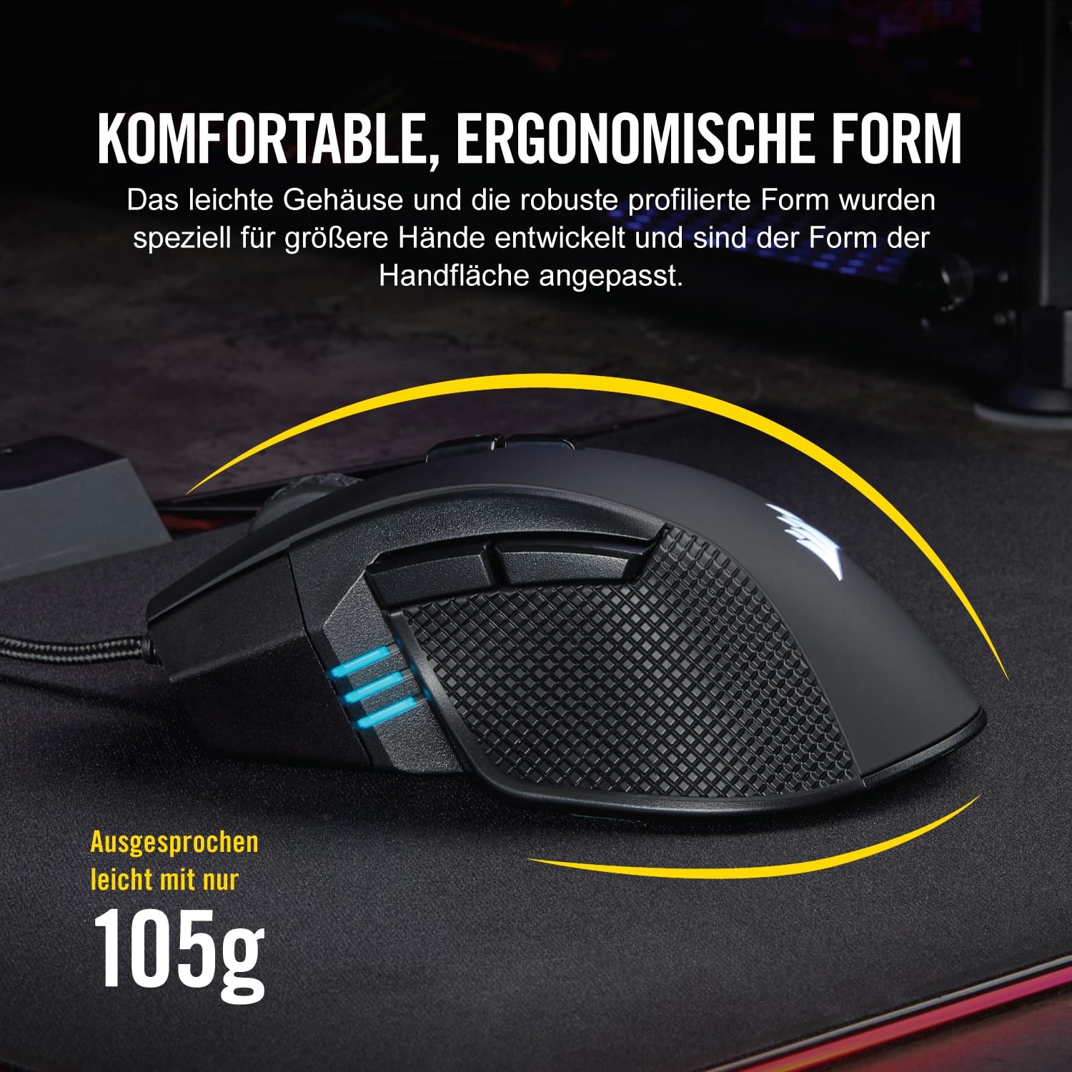 Corsair IRONCLAW RGB Wired Gaming-Maus Schwarz 18.000 DPI 7 Programmierbare Tasten iCUE Kompatibel PC Mac PS5 PS4 Xbox