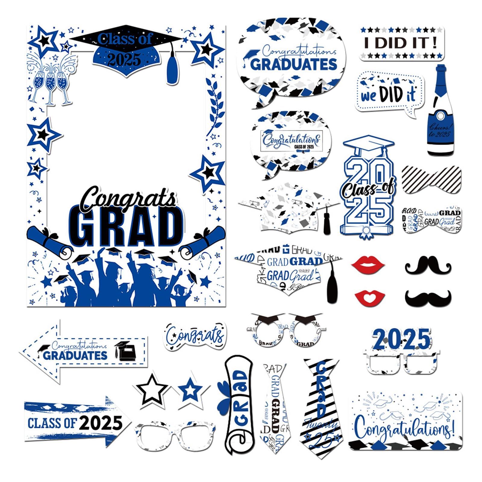 2025 Graduation Season Decoration Paper Photo Frame Photography Props for Kids Elegant Photo Booth Accessories Party Game Supplies