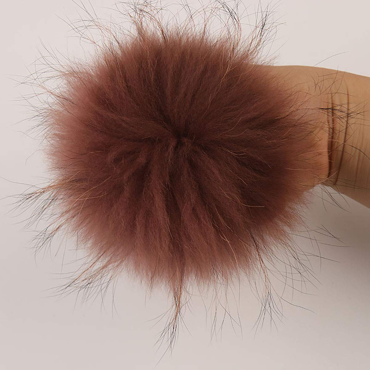 homeemoh 13-14 cm Furry Faux Fur Pom Pom with Snap, Detachable Pompom Balls for Knit Hats Bags Shoes