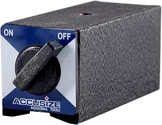 Accusize Industrial Tools Magnetic Base, 264 lb Pull with On/Off Switch, Fine Adjustment, and V-Groove Base for Machinist Indicators