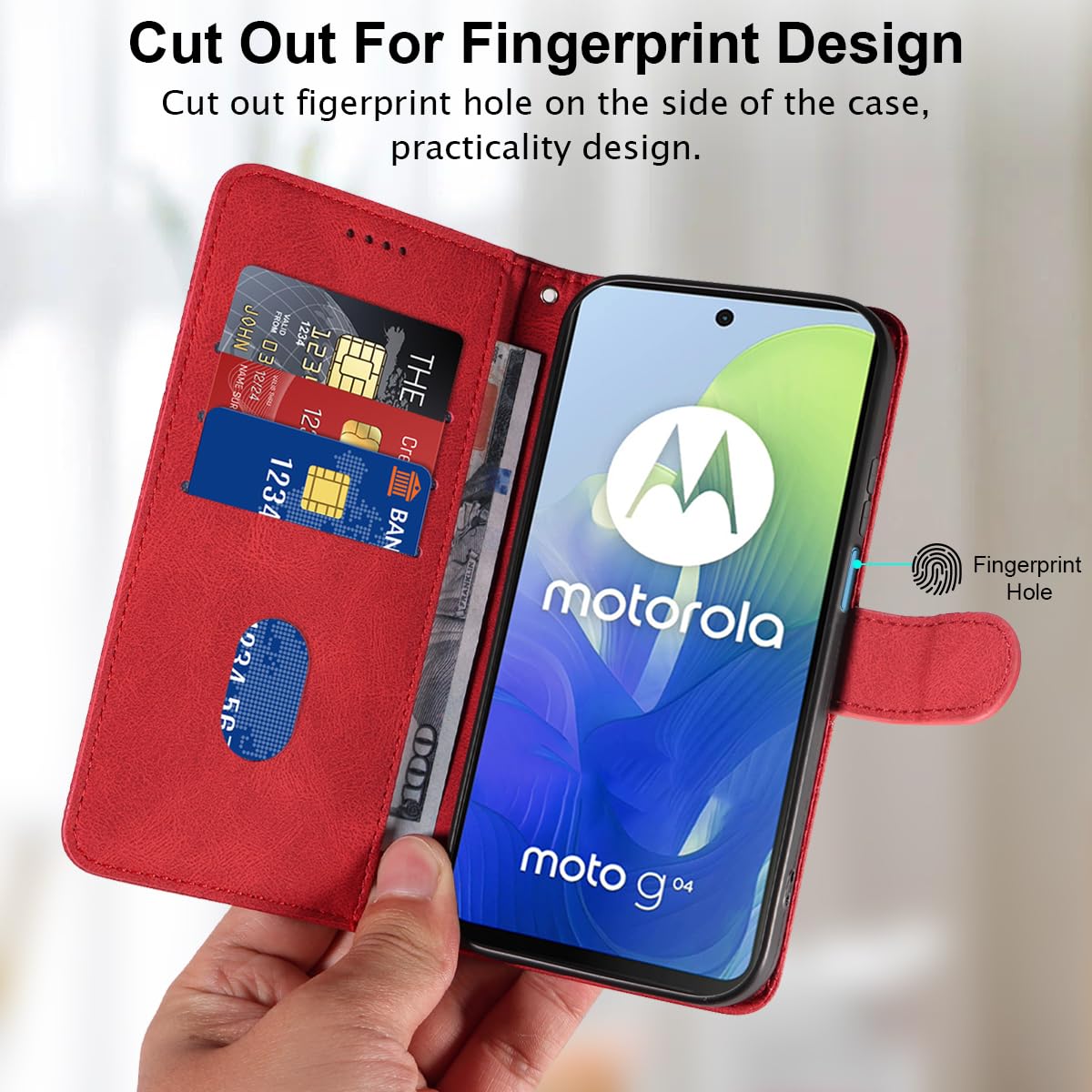 Coque Pour Motorola Moto E14 / G24 / G04 Avec Protection Écran Verre Trempé - Housse PU Cuir Flip Support Portefeuille (Bleu)
