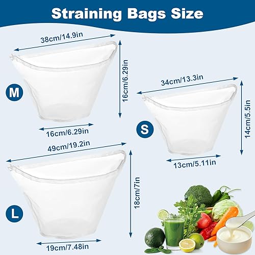 Miniatura 6 de 3 bolsas de tela de queso para colar, nuevas bolsas de estopilla 2025, bolsa de leche de nueces, bolsas de colar reutilizables, estopilla para