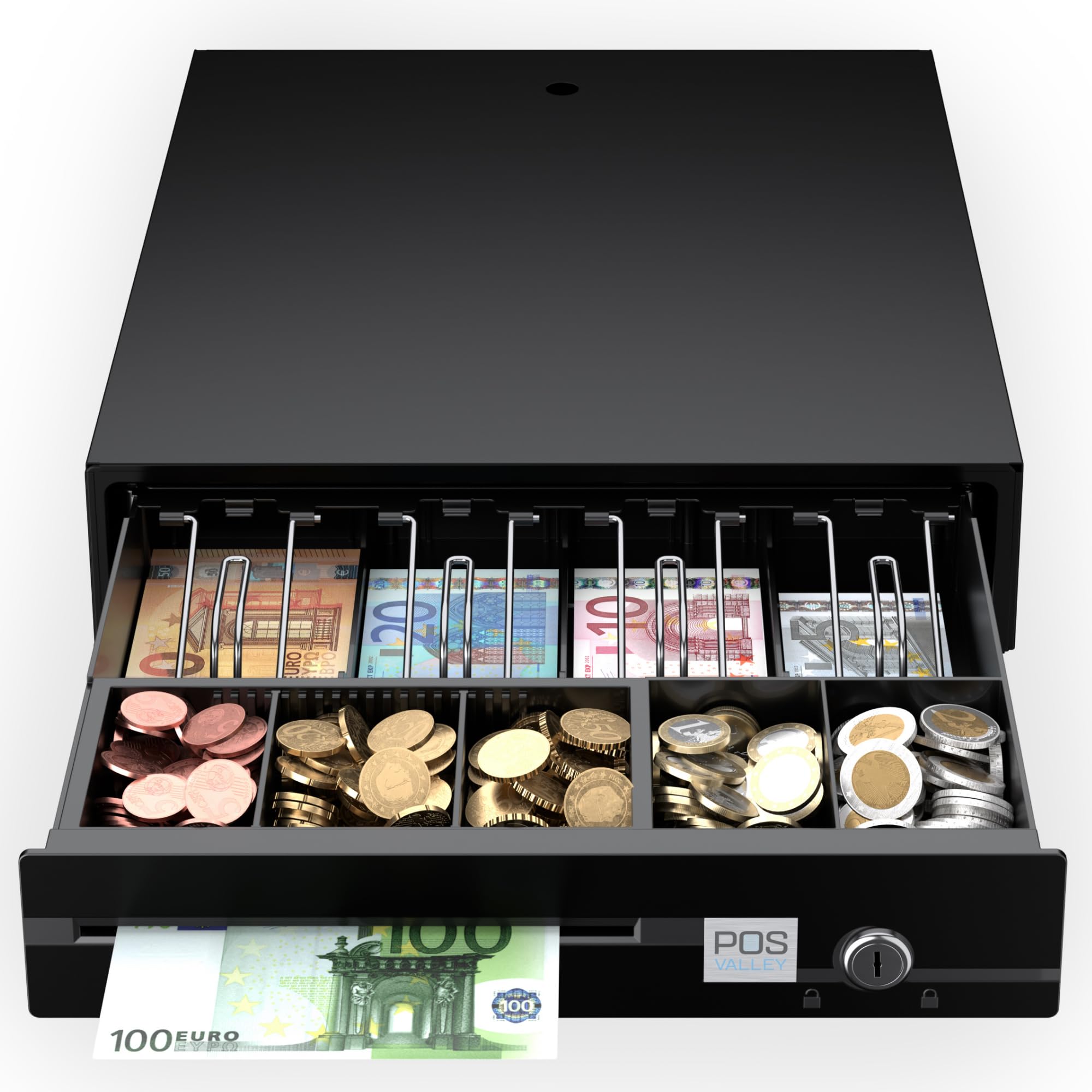 POS VALLEY Kassenschublade 40x42cm - 4 Banknoten & 8 Münzen Mit RJ-Anschluss