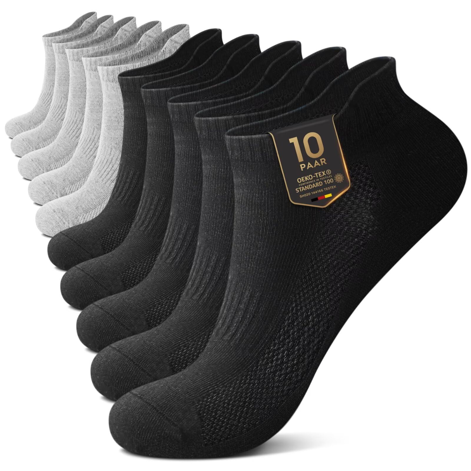 YouShow 10 Paar Sneaker Socken Damen Herren Sportsocken Kurze Atmungsaktiv Knöchelsocken Laufsocken Baumwollsocken Halbsocken
