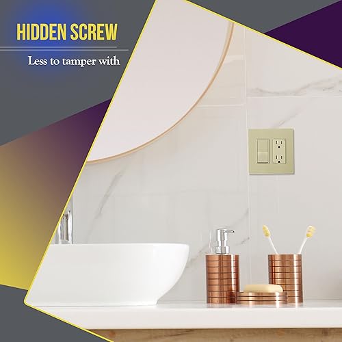 Miniatura 770 de ENERLITES SI8834-BK - Placa de pared decorativa sin tornillos, cubierta de enchufe segura, 4 entradas, 4.68 x 8.30 pulgadas (alto x largo), Negro