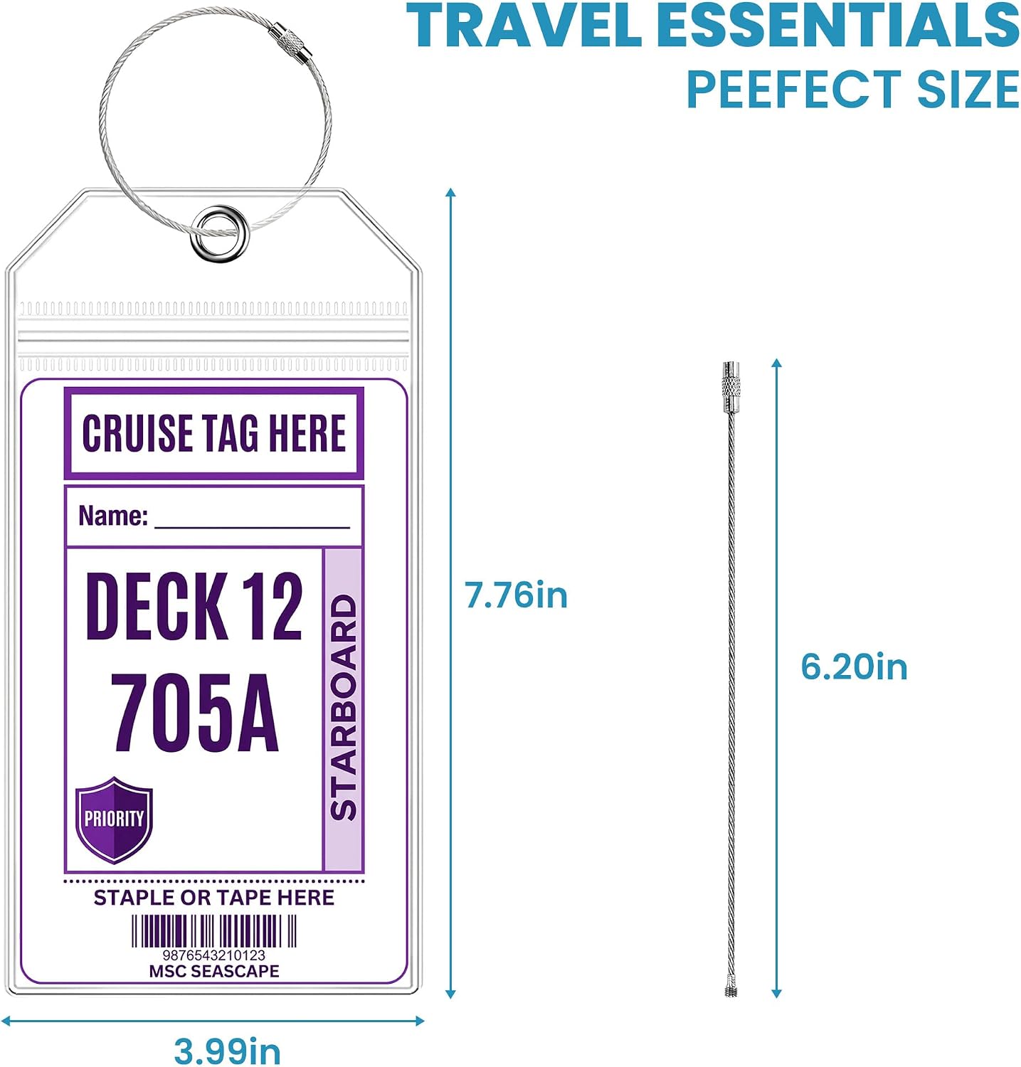 6 Pack Cruise Luggage Tag Holder for Carnival, Princess, Norwegian (NCL), MSC, Holland America Ships, Waterproof & Durable Baggage Tag with Zip Seal, 2026-2027 Cruise Must Haves Travel Essentials