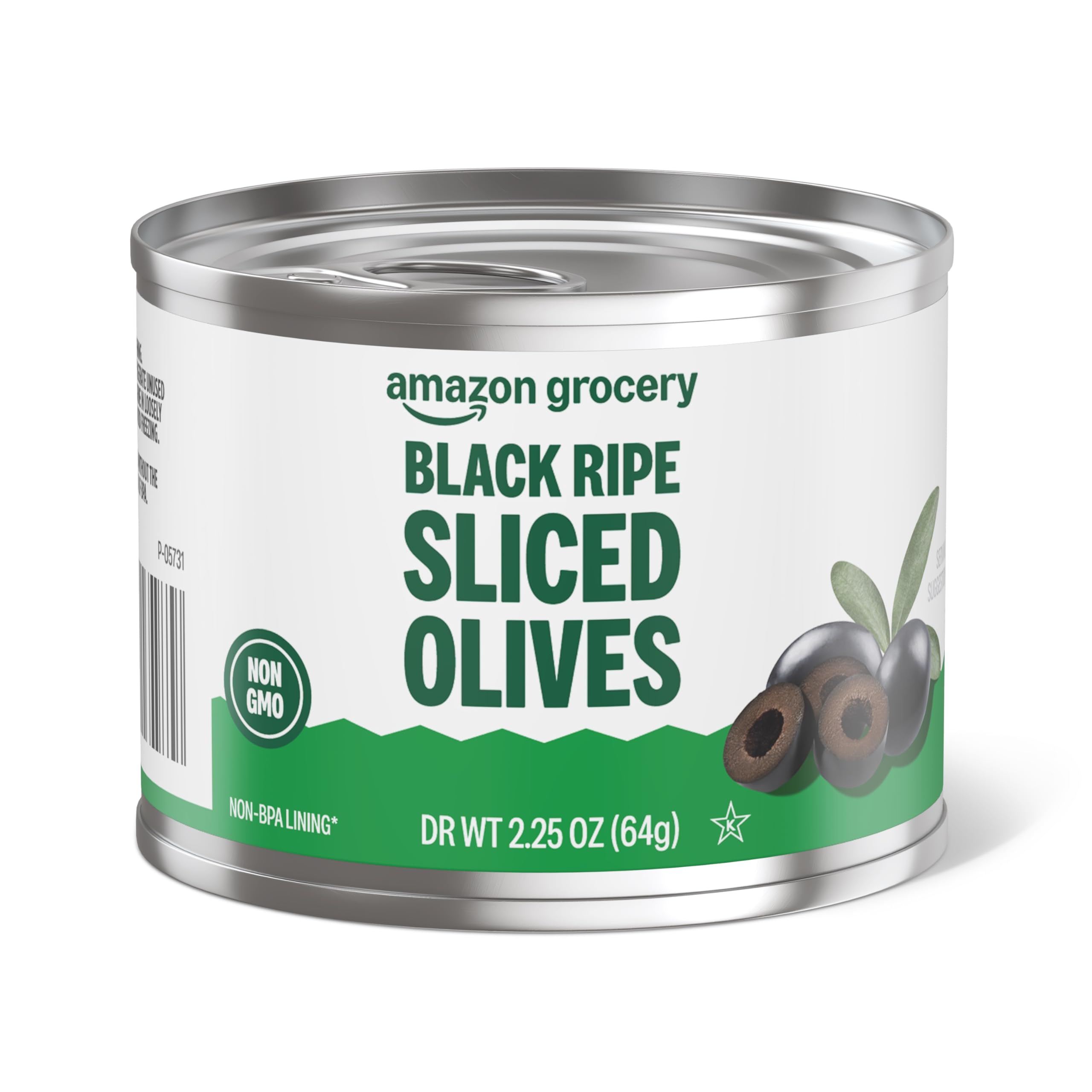 Amazon Grocery, Black Ripe Sliced Olives, 2.25 Oz (Previously Amazon Fresh, Packaging May Vary)