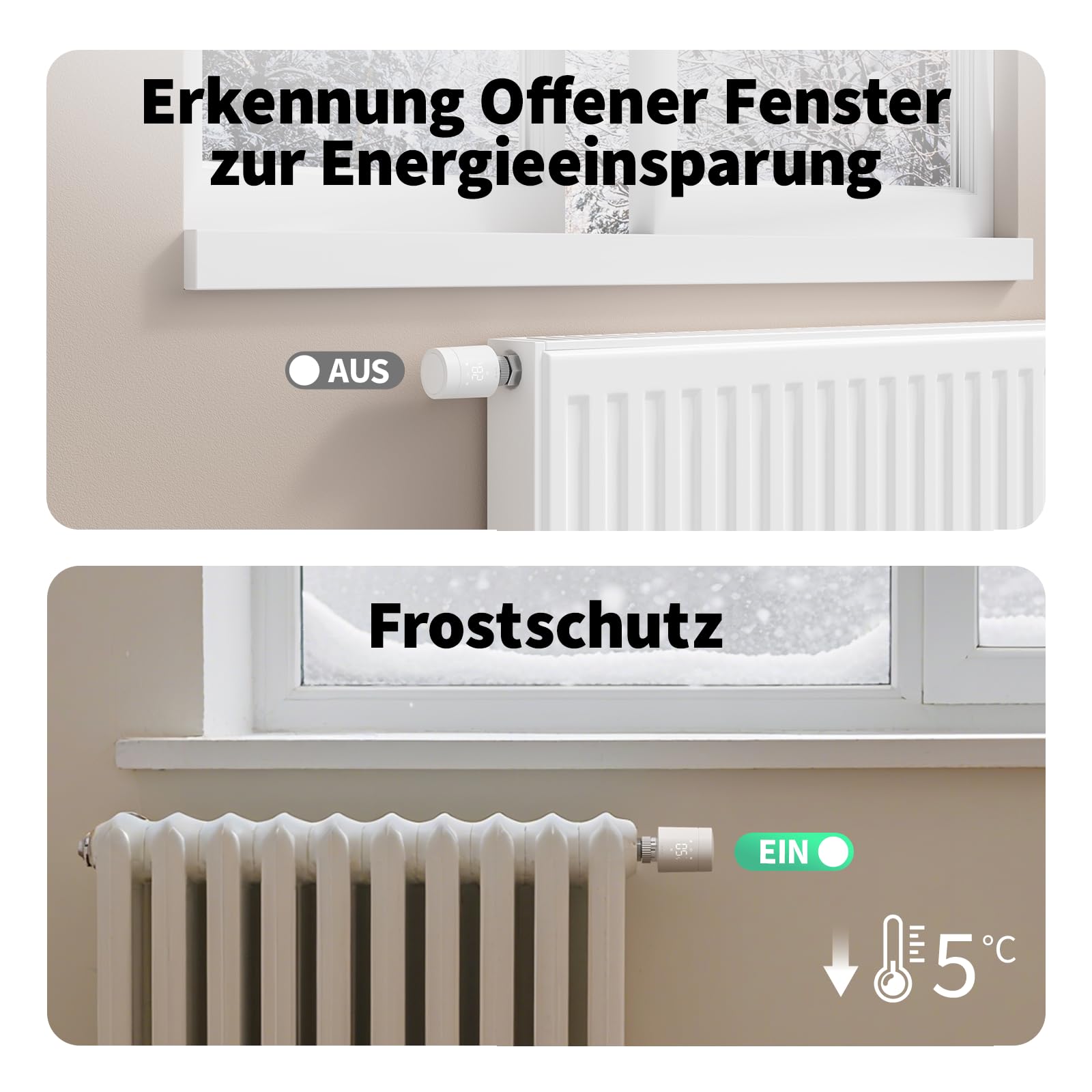 Aqara Smartes Heizkörperthermostat W600, Matter, Thread/Zigbee Thermostat, Energiesparen, Sprachsteuerung,Geofencing, Kompatibel mit Apple Homekit, Home Assistant, Alexa und Google