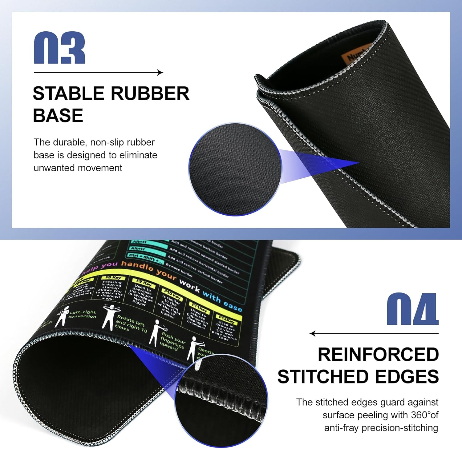 Excel Mouse pad—11.8 * 9.8inch Portable Size |Contains 5 Excel Function modules, FN Shortcut Keys and Practical Relaxation Exercises，Work、Study、Gaming Mouse pad - 4