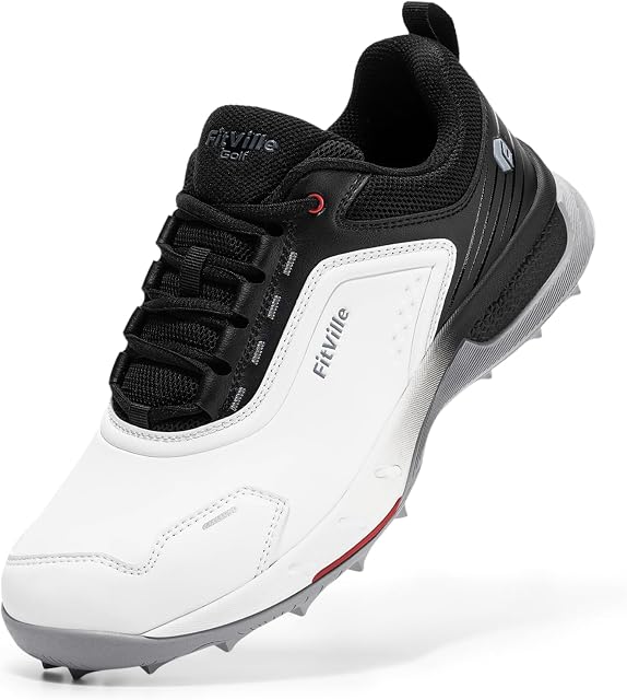 FitVille Chaussures de golf large sans araignée pour homme, Chaussures professionnelles imperméable pour homme V7