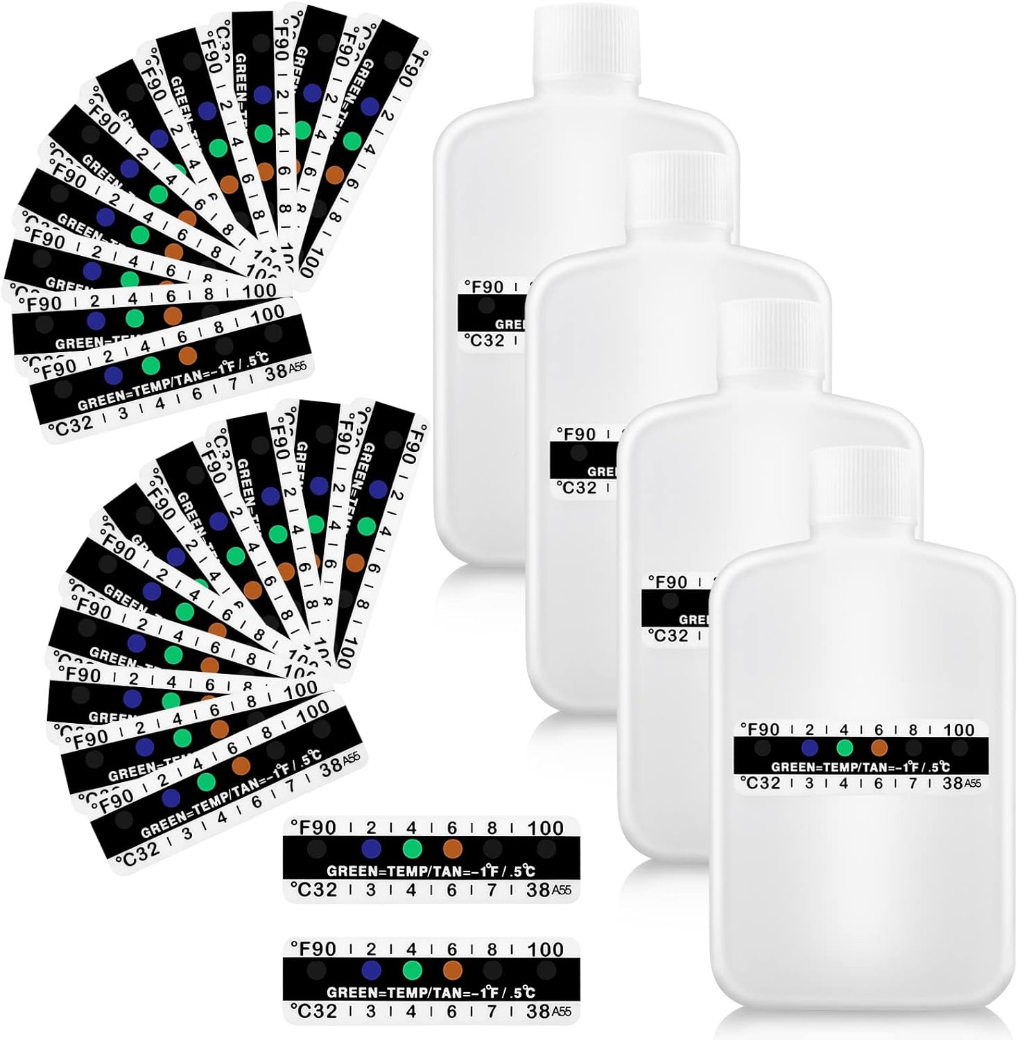 Urine Test Complete Kit Include Empty Bottles with Temperature Test Strip, Urine Test Strip Sticker Portable Travel Bottle Adhesive Thermometer Strip for Urine Testing (26) : Health & Household