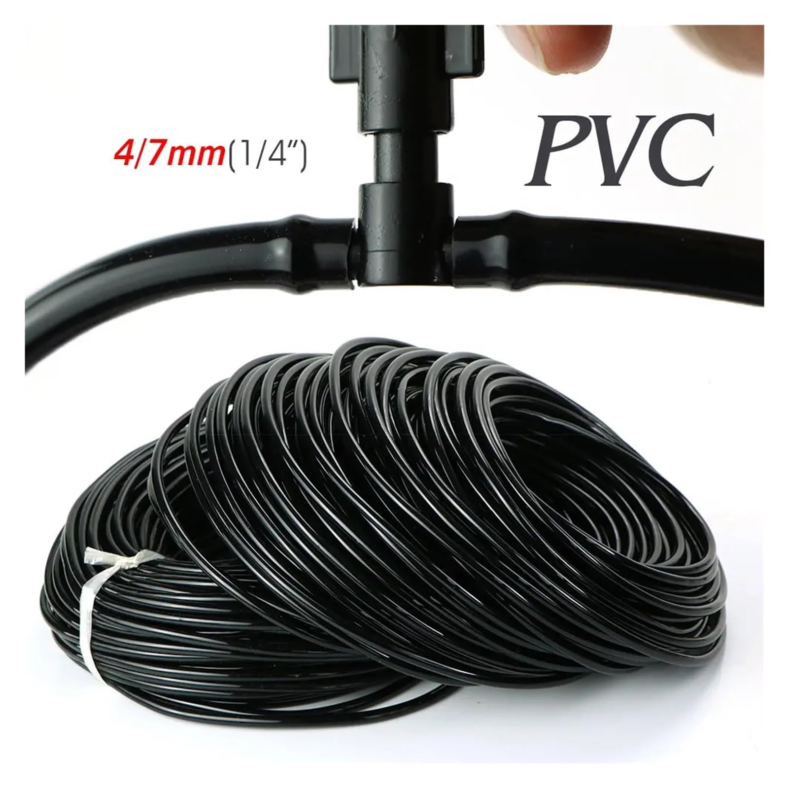 ISCBAFYX Tuyau d'arrosage de en PVC 10/20/40 M ID-4 mm, Tube d'irrigation Micro Goutte à Goutte 4/7 mm, Tuyau de 1/4", systèmes de pulvérisation de Brouillard agricole (B-20M)