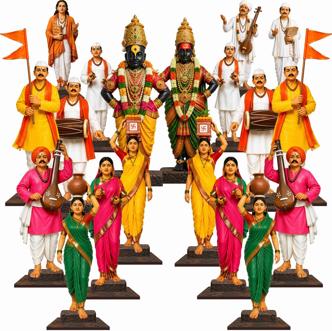 Vitthal Rukmini Varkari MDF Cutout Set (19 Pieces) | Wari Festival Inspired Devotional Home Decor | Premium Printed Wooden Cutouts for Mandir, Shelf, Living Room Decoration & Gifting-picture-31