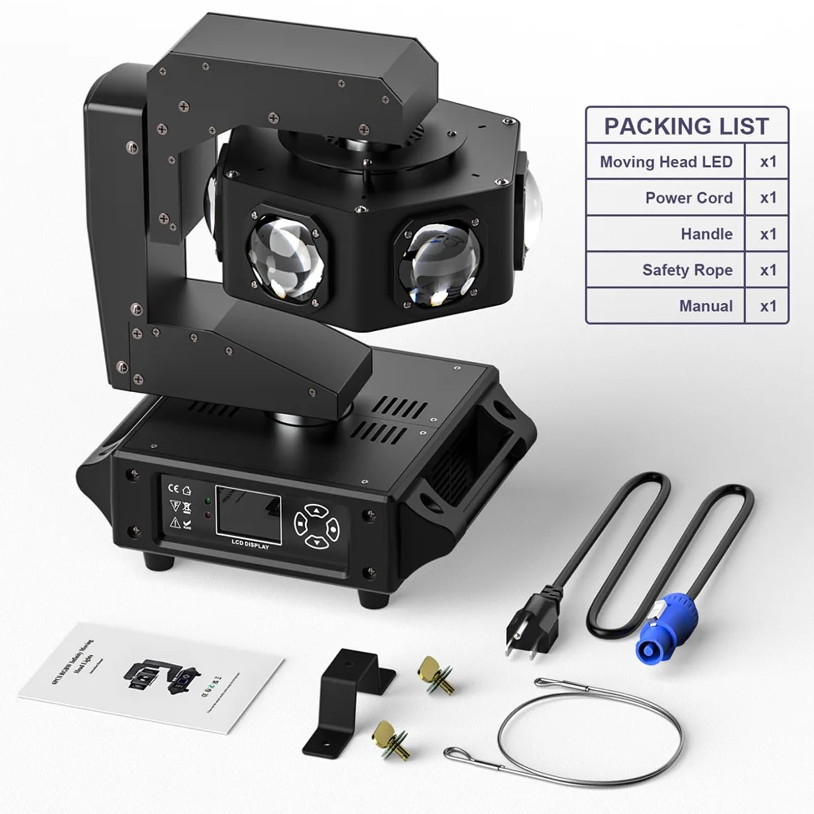 Luce LED a testa mobile, 300 W RGBW fascio stroboscopico con effetti di illuminazione misti e controllo della musica per feste, eventi, bar e matrimoni
