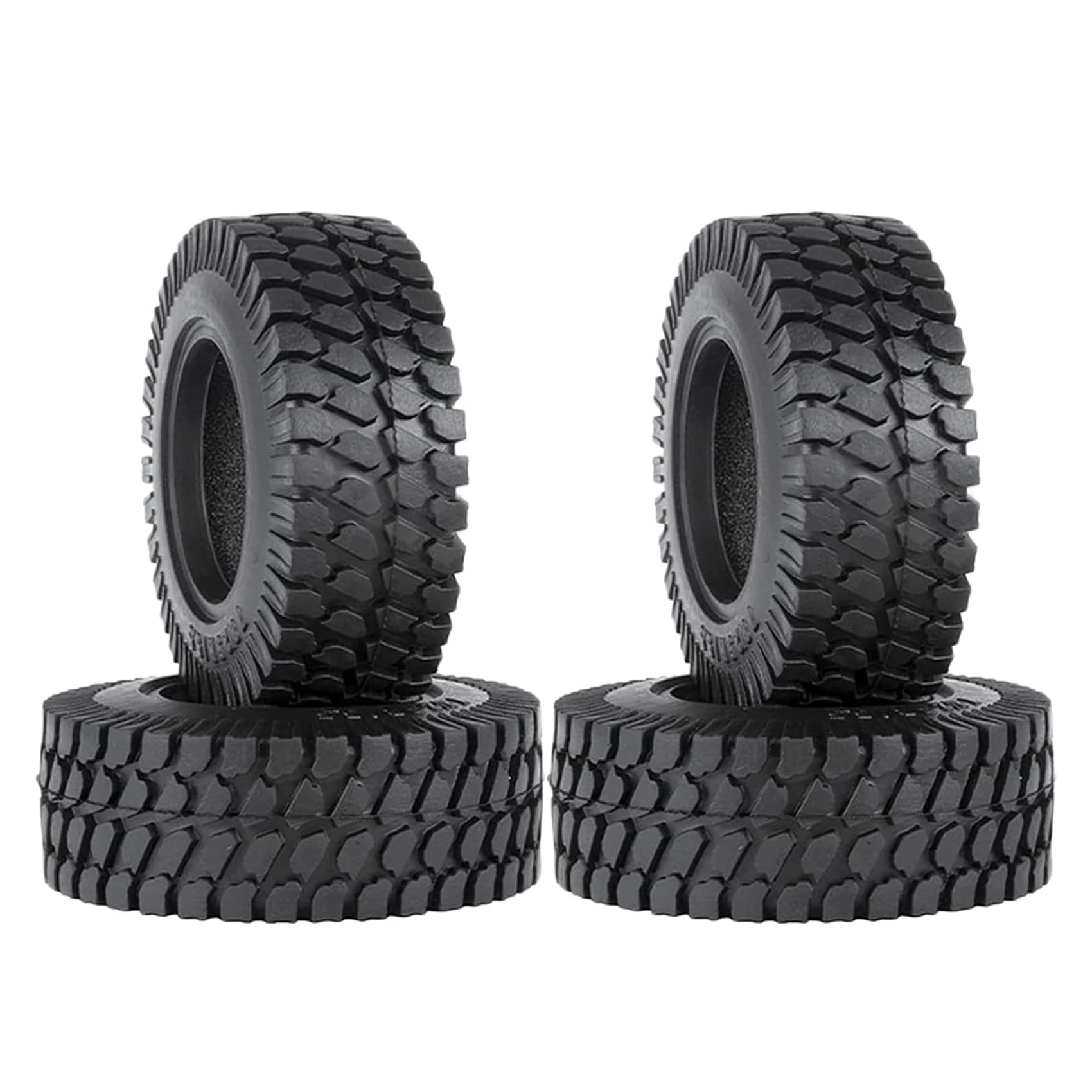 RC Car Tires,KIINGCOO 4PCS 1.55 inch Mud Wheel Tyre Terrain Crawler Rubber Tires Foam Insert for 1:10 RC Crawler Car for Axial 90069 TF2 D90 CC01 LC70 Tamiya MST JIMNY UTB18 (76x25mm-B) โ image 1