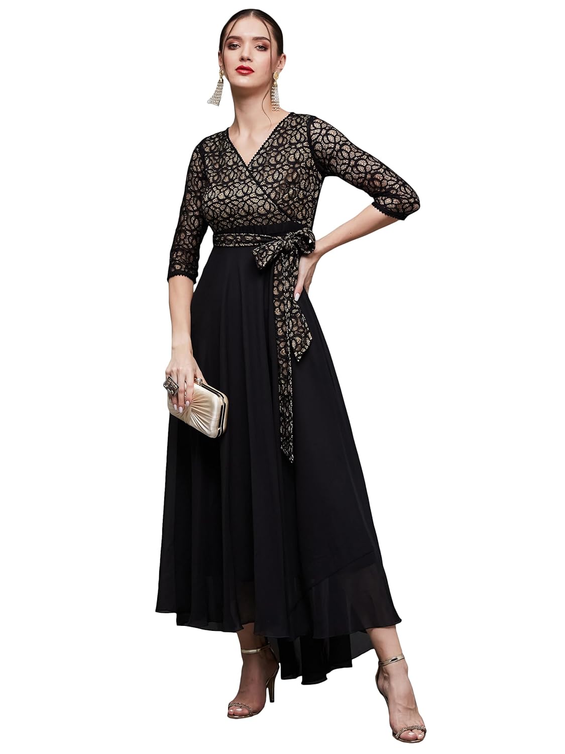 Miss Chase Women’s Georgette Wrap Maxi Dress Miss Chase Women’s Georgette Wrap Maxi Dress