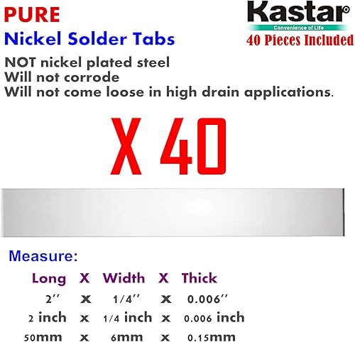 Miniatura 2 de Kastar Pure pestañas Tab 40piezas de níquel grado comercial adapta mejor para Heavy Duty alta capacidad de corriente y Hig battery packs Construir