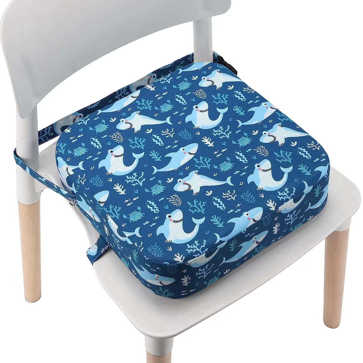 E1F1NN DOT Toddler Booster Seat for Dining Table, Portable Kids Booster Seat with Safety Buckles, High Cushion for Travel with Non-Slip Bottom (Gray Fox)