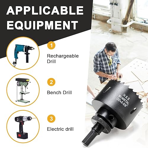 Vista 167 de Sierra perforadora de 2 3/4" (70 mm) para madera y plástico, broca de núcleo de cortador de agujeros bimetálico HSS para paneles de yeso, tableros