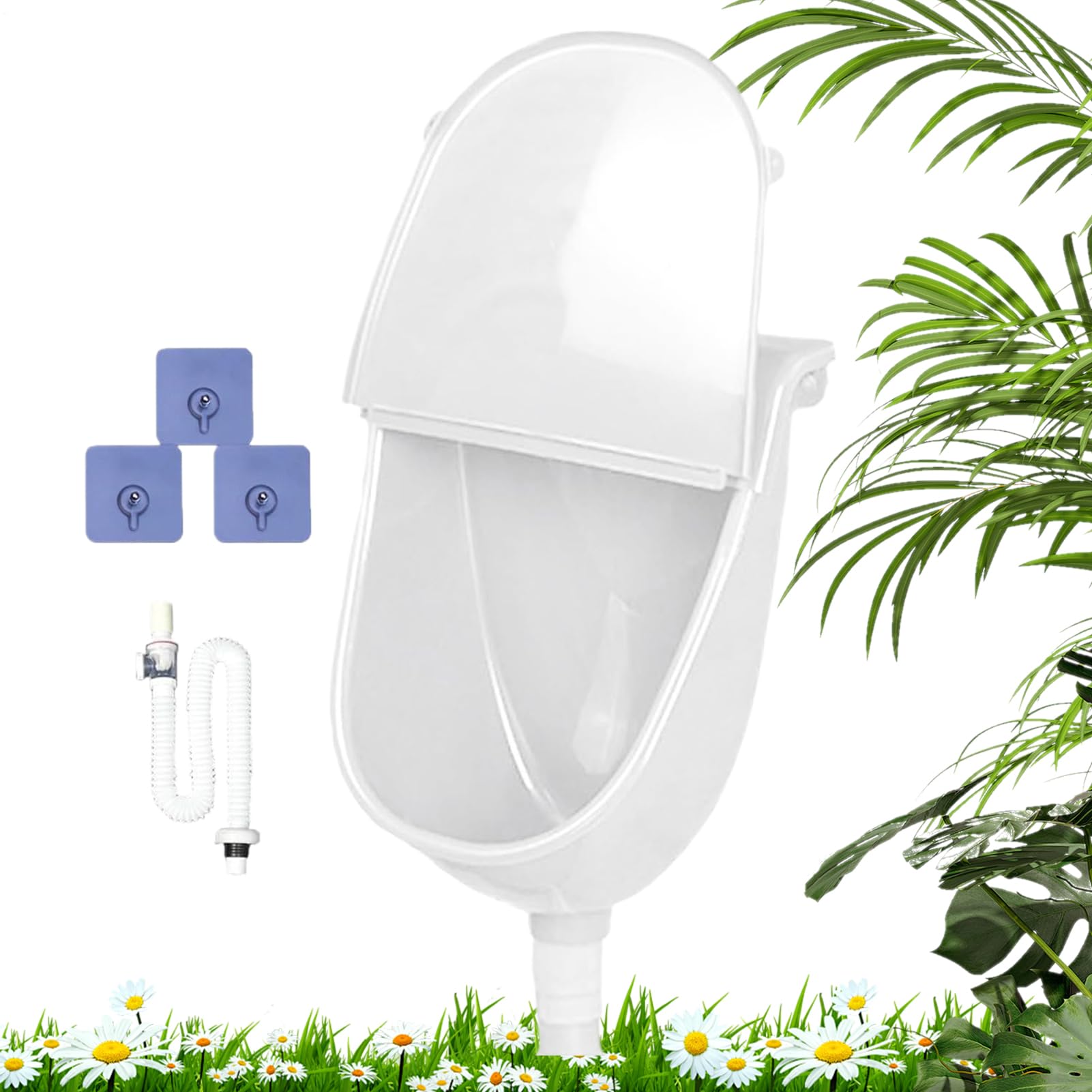 Wandmontiertes Töpfchen für die Garage – Töpfchen für Männer, 1300 g, auslaufsicheres Spülgerät, Toilettenaufsatz mit Schlauch, praktisches Badzubehör