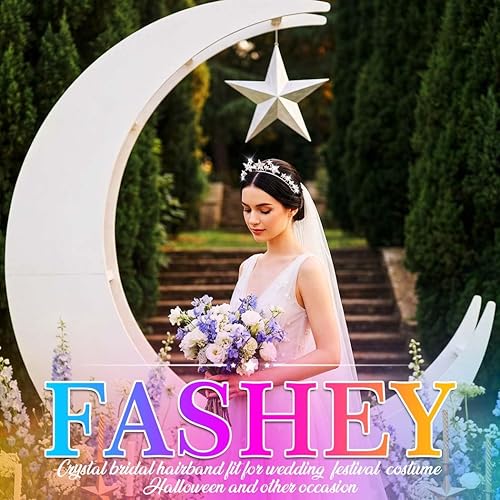 Miniatura 5 de Fashey Diadema de estrella con corona de halo plateado, accesorios para el cabello para mujer (plateado)