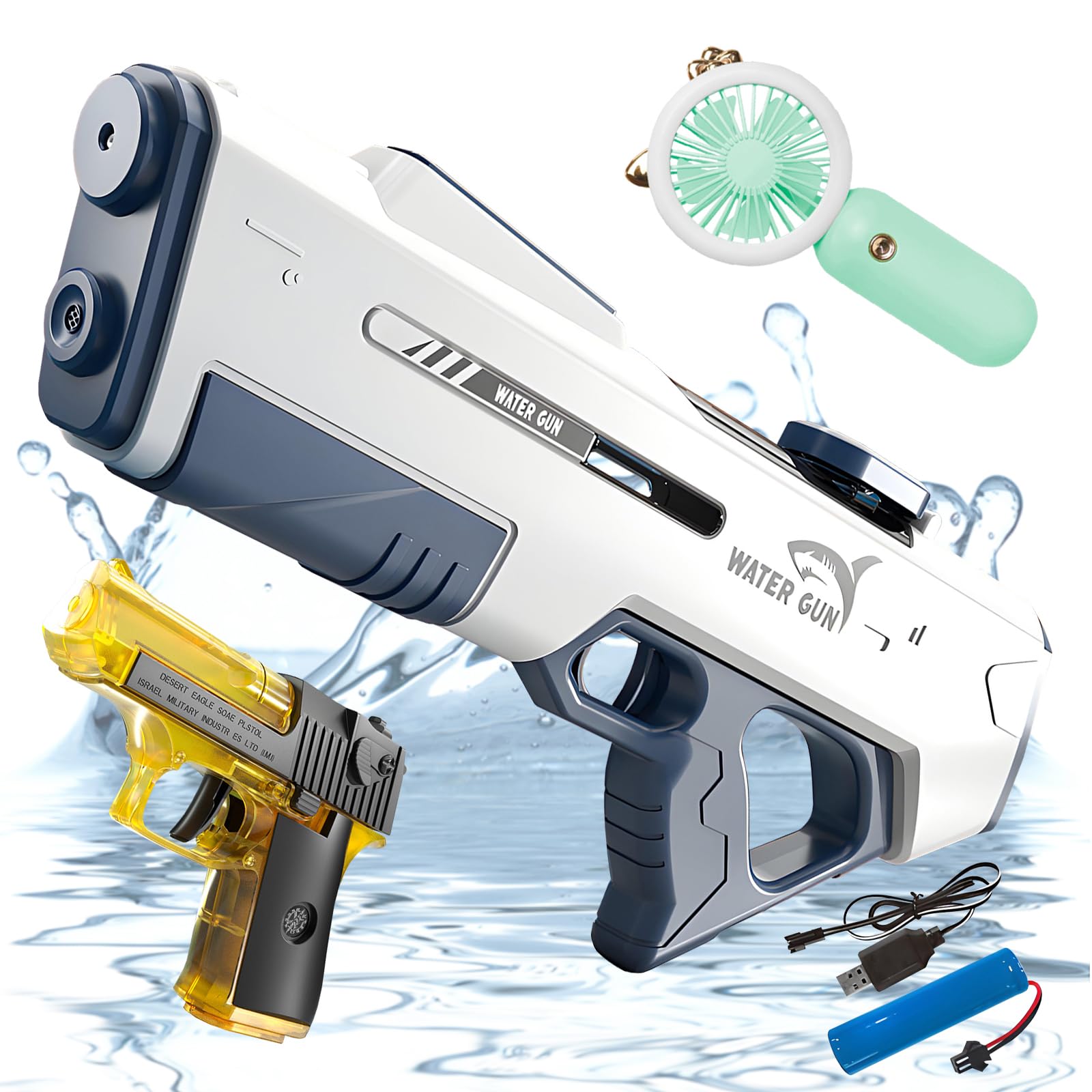 Amazon.co.jp: 電動水鉄砲、容量500ml、超飛距離7-10m、子供と大人に