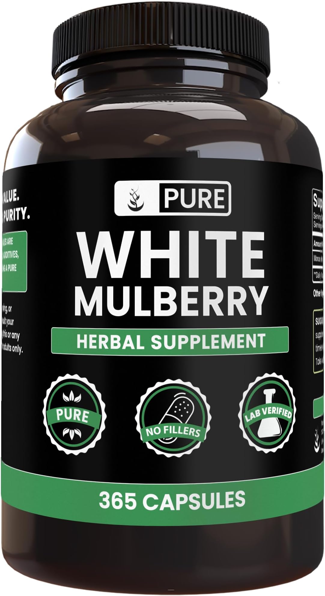White Mulberry (365 Capsules) No Magnesium Or Rice Fillers, Always Pure, Lab Verified