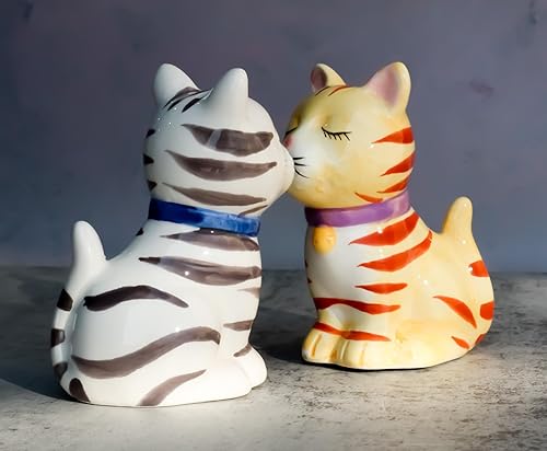 Miniatura 9 de Ebros Gift Kissing Orange and Gray Striped Tabby Cats Salt and Pepper Shakers Fun Kitchen Dining Ceramic Decor Figurines 3.25 "H Feline Cat Kitty