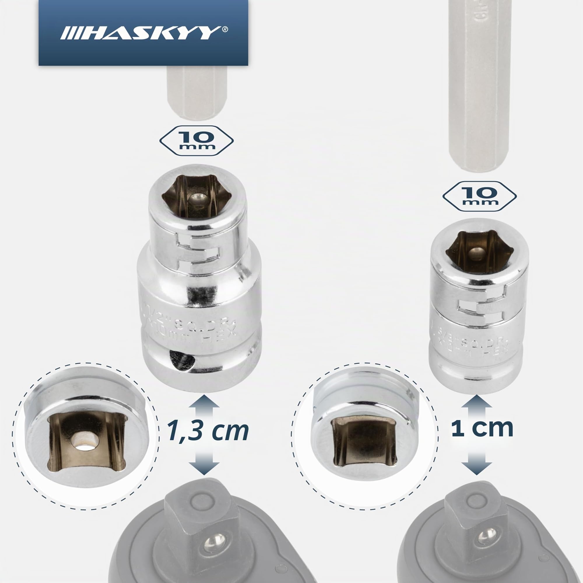 HASKYY XZN - Lot de 40 douilles hexagonales - Torx à dents multiples - Torx : T20, T25, T30, T40, T45, T50, T55 - XZN : M5, M6, M8, M10, M12 - Six pans creux : 4, 5, 6, 7, 8, 10, 12 mm