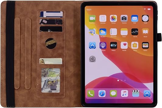 Full Protective Case For Xiaomi Redmi Pad SE 11inch Slim Lightweight Embossed PU Leather Flip Holder Tablet PC Case Card Slot Tablet Case(Brown)
